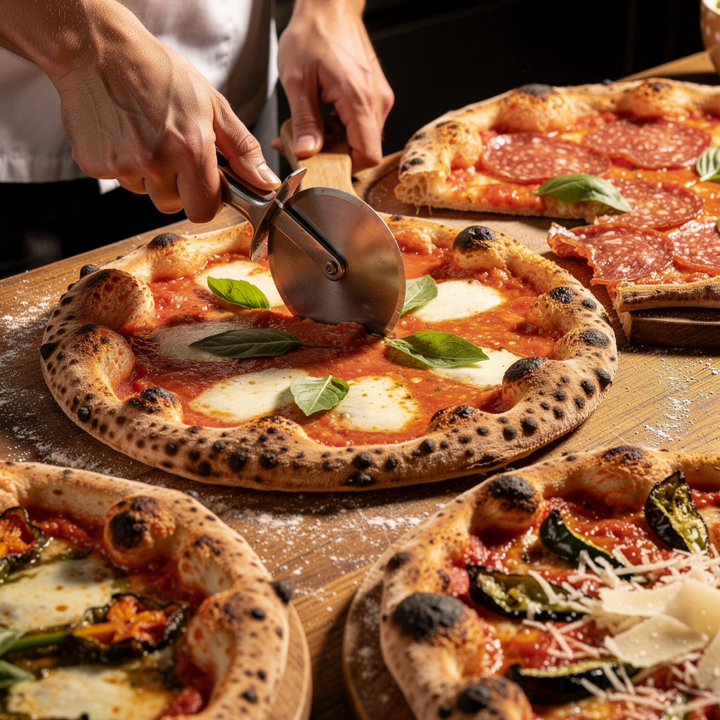 Freshly baked artisan pizza at Luna Ristorante New York, showcasing authentic Italian toppings and crust